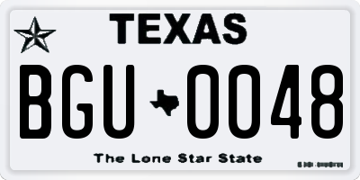 TX license plate BGU0048