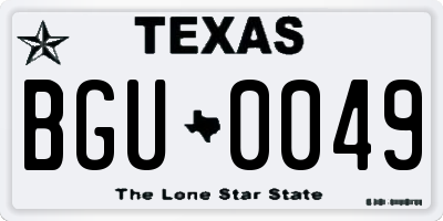 TX license plate BGU0049