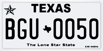 TX license plate BGU0050