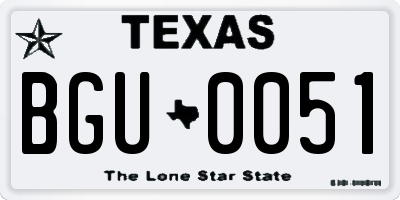 TX license plate BGU0051