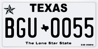 TX license plate BGU0055