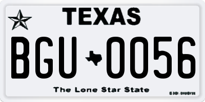 TX license plate BGU0056