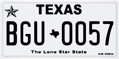 TX license plate BGU0057