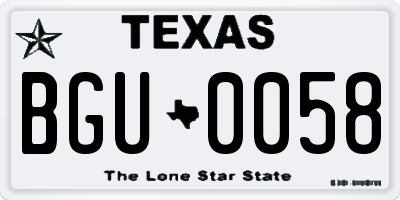 TX license plate BGU0058