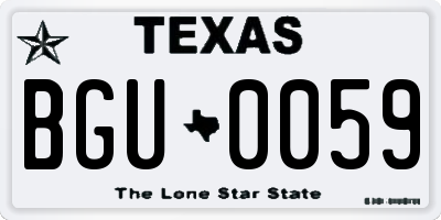 TX license plate BGU0059