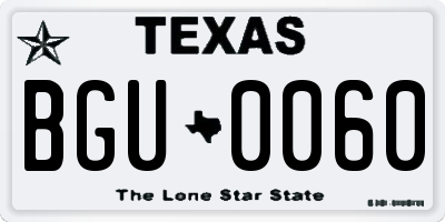 TX license plate BGU0060