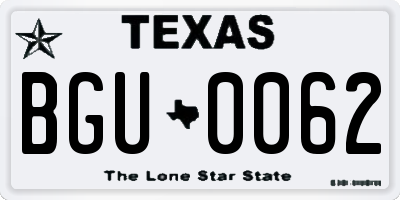 TX license plate BGU0062