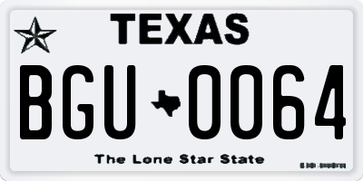 TX license plate BGU0064