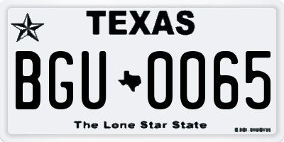 TX license plate BGU0065