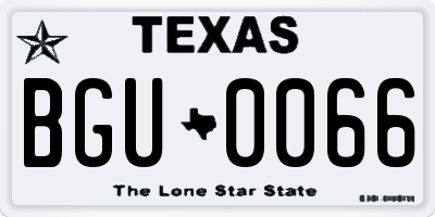 TX license plate BGU0066