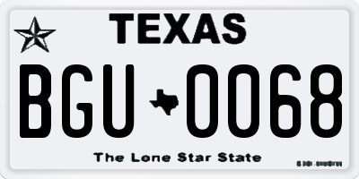 TX license plate BGU0068