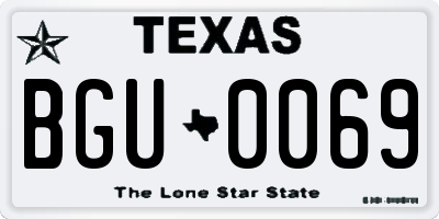 TX license plate BGU0069