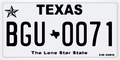TX license plate BGU0071