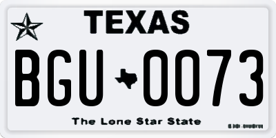 TX license plate BGU0073