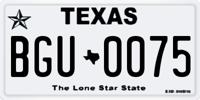 TX license plate BGU0075