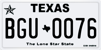 TX license plate BGU0076