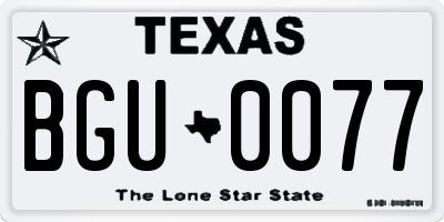 TX license plate BGU0077