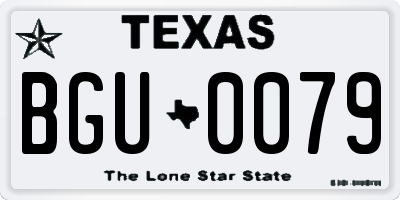 TX license plate BGU0079