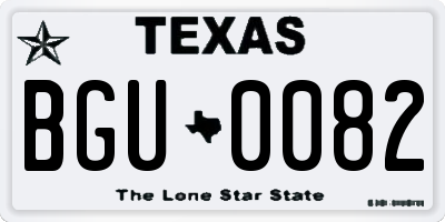 TX license plate BGU0082