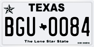 TX license plate BGU0084