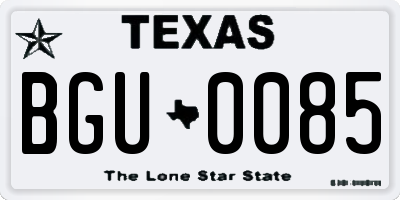 TX license plate BGU0085