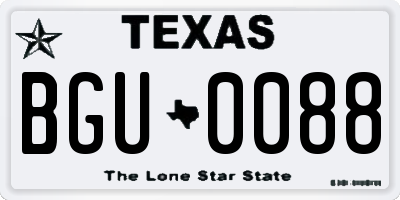 TX license plate BGU0088