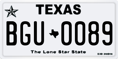 TX license plate BGU0089