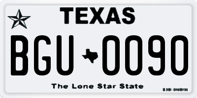 TX license plate BGU0090
