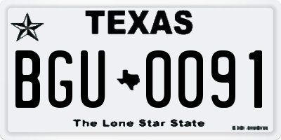 TX license plate BGU0091
