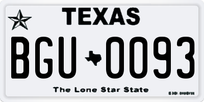 TX license plate BGU0093