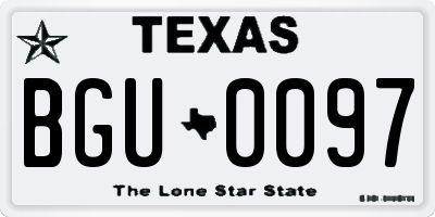 TX license plate BGU0097