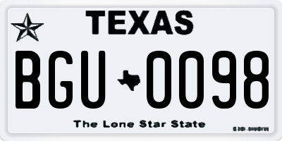 TX license plate BGU0098