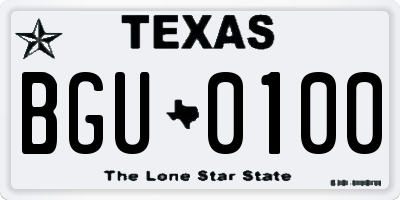 TX license plate BGU0100