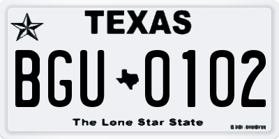 TX license plate BGU0102
