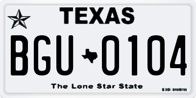 TX license plate BGU0104