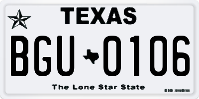 TX license plate BGU0106