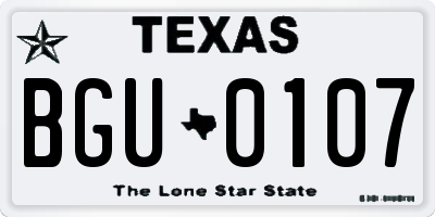 TX license plate BGU0107