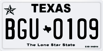 TX license plate BGU0109