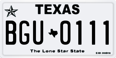 TX license plate BGU0111