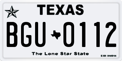 TX license plate BGU0112