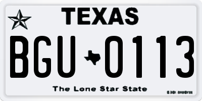 TX license plate BGU0113