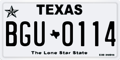 TX license plate BGU0114