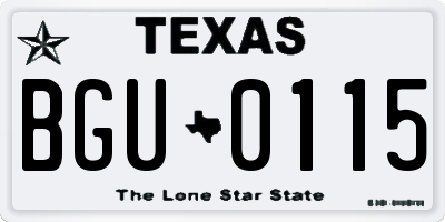 TX license plate BGU0115