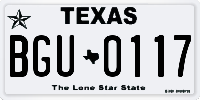 TX license plate BGU0117