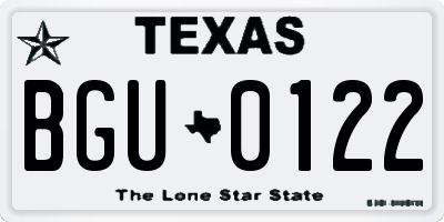 TX license plate BGU0122
