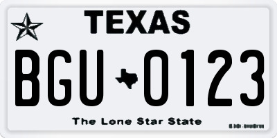 TX license plate BGU0123