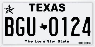 TX license plate BGU0124