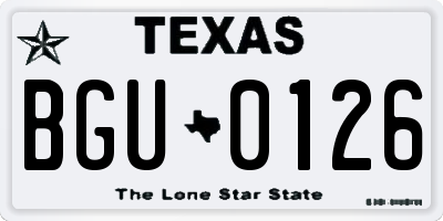 TX license plate BGU0126