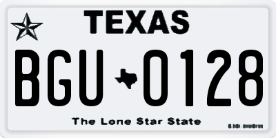 TX license plate BGU0128