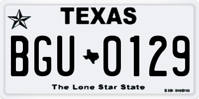 TX license plate BGU0129